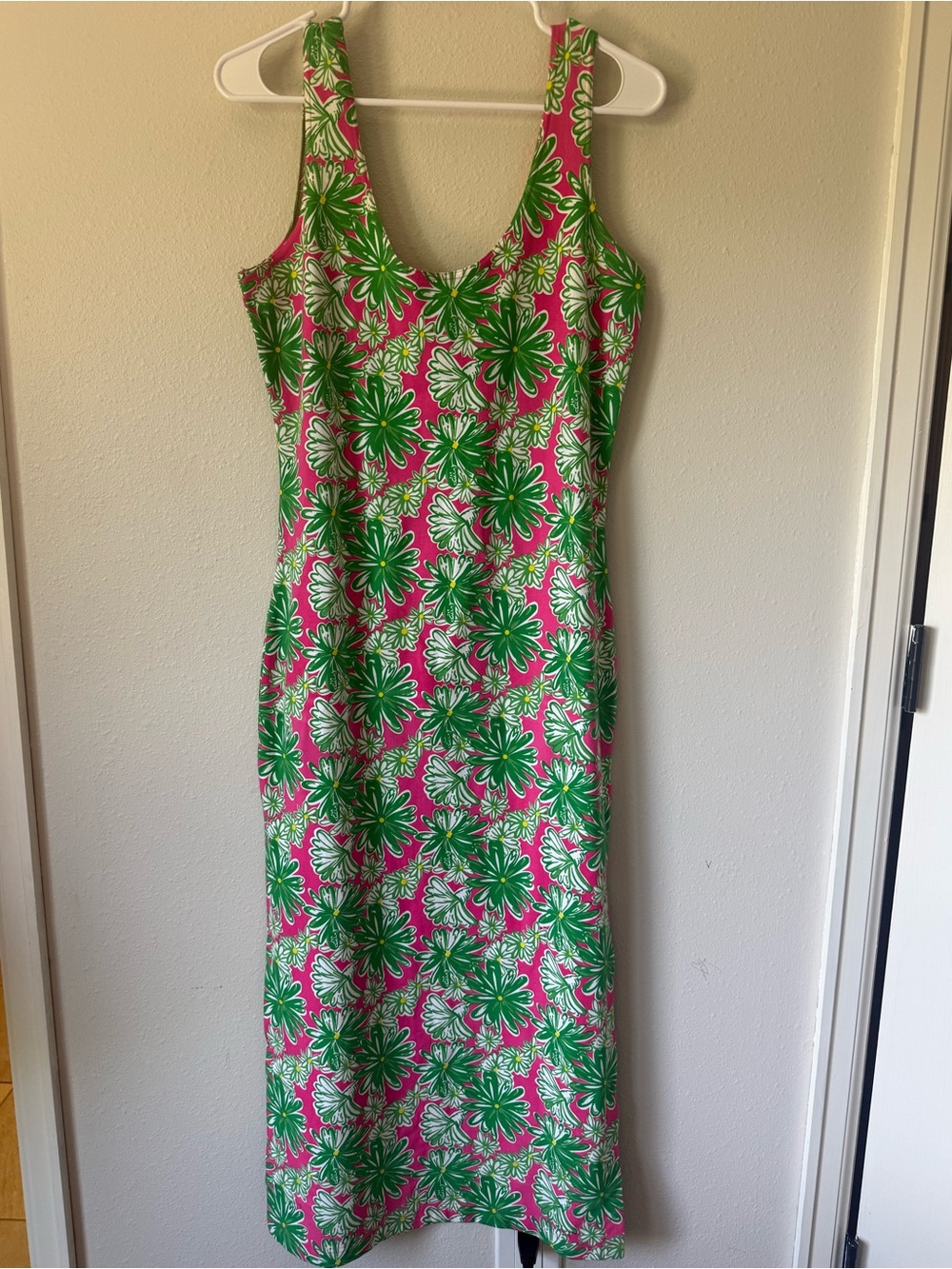 Lilly Pulitzer Vintage Floral Dress Pink Green Floral Print Large 10 12